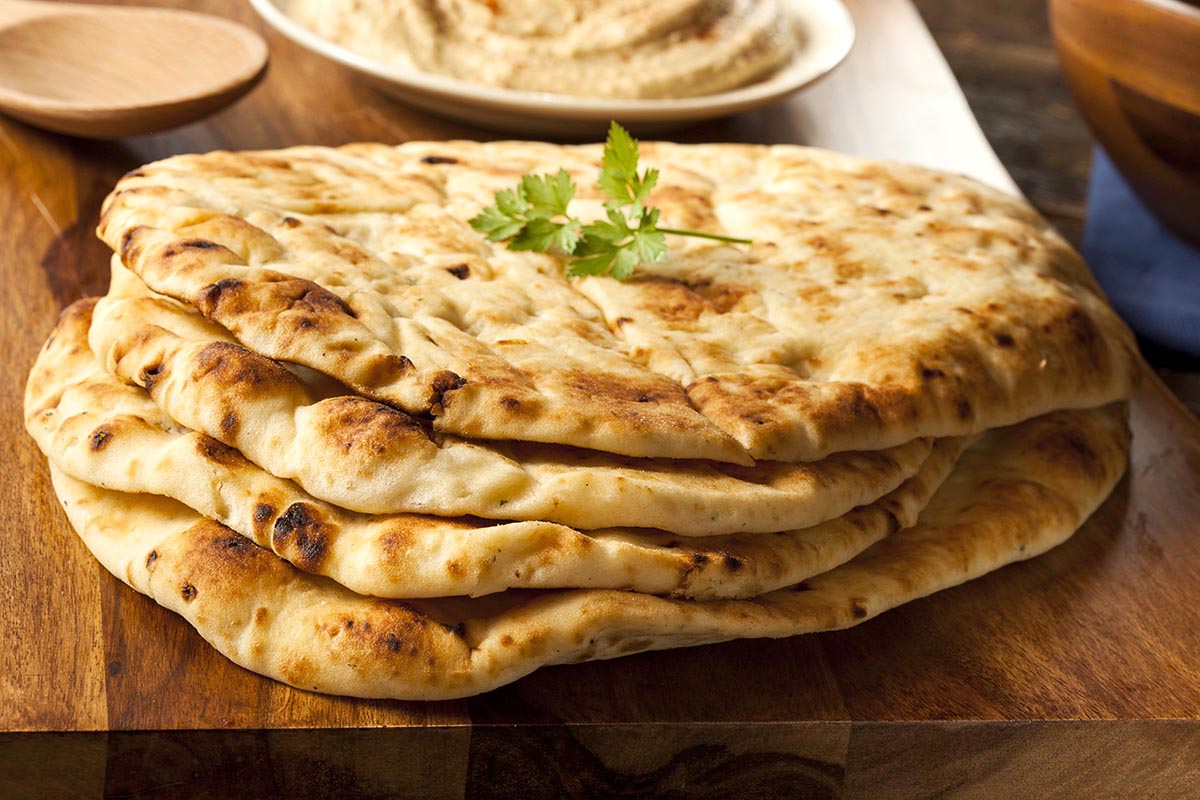 Homemade Indian Naan Flatbread made with Whole Wheat
